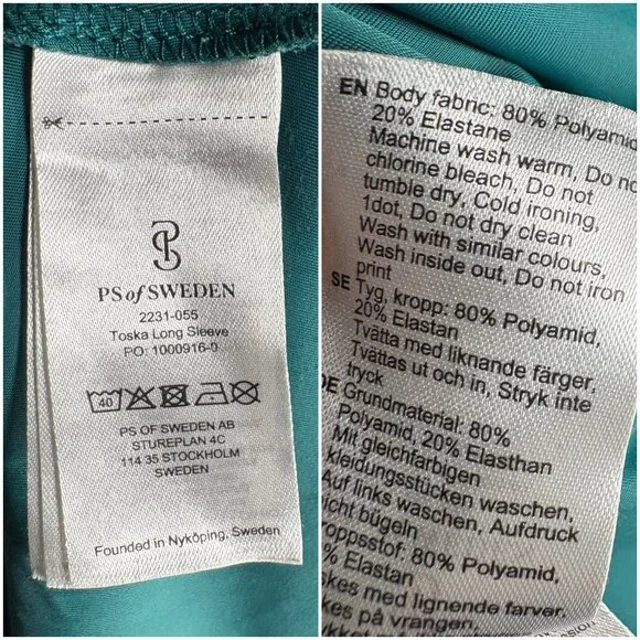 PS of Sweden Toska Long Sleeve Half Zip Baselayer equestrian L large jade green - Picture 10 of 10